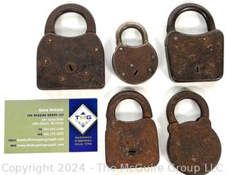 Five (5) Padlocks by Rugby, Reese, Excelsior, Nero & Bulldog 