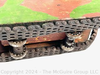 Hand-made Wood and Metal Trench Folk Art Toy Model of WWI Tank