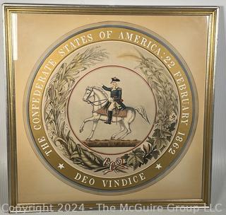 The Seal of The Confederacy of the United States 1862. Framed Under Glass. 23.5" square