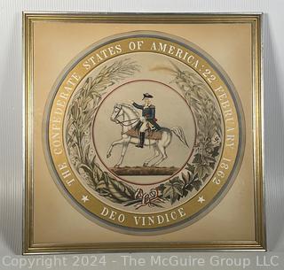 The Seal of The Confederacy of the United States 1862. Framed Under Glass. 23.5" square