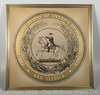 The Seal of The Confederacy of the United States 1862. Framed Under Glass. 23.5" square