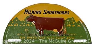 1930's Litho-Tin License Topper Milking Shorthorns Dairy Cattle Farm