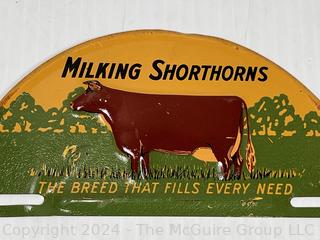 1930's Litho-Tin License Topper Milking Shorthorns Dairy Cattle Farm