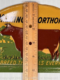 1930's Litho-Tin License Topper Milking Shorthorns Dairy Cattle Farm