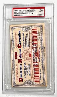 PSA Graded Ticket to the 1960 Democratic National Convention highlighting JFK's "New Frontier" Speech