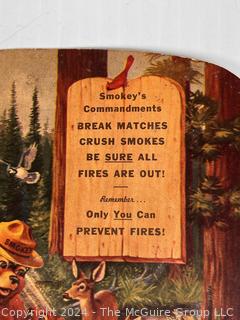 1960's Smokey The Bear Hand Fan. Smokey's Commandments with Biblical References - Virginia Department of Forestry 