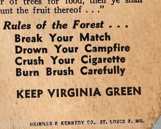 1960's Smokey The Bear Hand Fan. Smokey's Commandments with Biblical References - Virginia Department of Forestry 