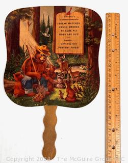 1960's Smokey The Bear Hand Fan. Smokey's Commandments with Biblical References - Virginia Department of Forestry 