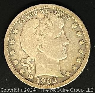 1903-O Barber Head Silver Quarter Dollar Coin