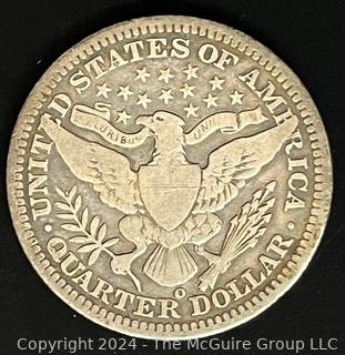 1903-O Barber Head Silver Quarter Dollar Coin