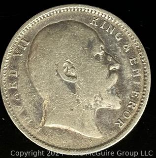 1907 British Colony (India) Edward VII One Rupee Silver Coin