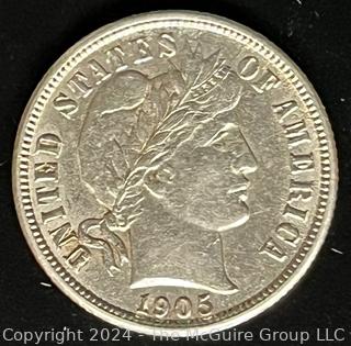 1905 Barber Dime Silver Coin