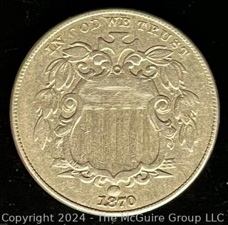 1870 US Shield Nickel 5 Cent Coin