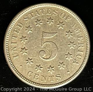 1870 US Shield Nickel 5 Cent Coin