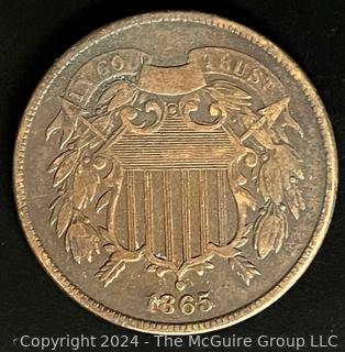 1865 US 2 Cent Coin - Plain 5