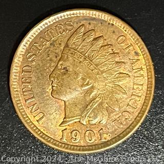 1901 US Indian Head One Cent Coin