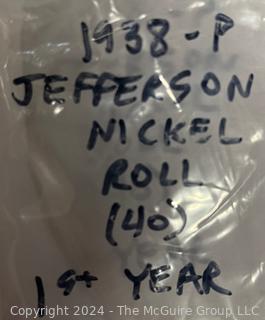 (1st Year) Roll 1938-P Jefferson Nickel Coins 40 US  