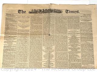 July 4, 1876 (Centennial) The Times Newspaper Philadelphia PA