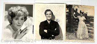 Three (3) Inscribed 8 x 10" B & W Publicity Photos including Geraldine Page and Robert Paige.  