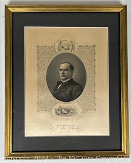 1896 William McKinley Presidential Campaign Silk, Framed Under Glass