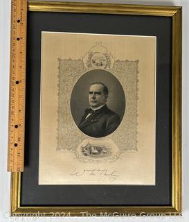 1896 William McKinley Presidential Campaign Silk, Framed Under Glass