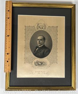 1896 William McKinley Presidential Campaign Silk, Framed Under Glass