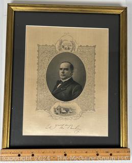 1896 William McKinley Presidential Campaign Silk, Framed Under Glass