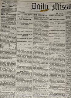 August 11, 1864 Edition of Daily Missouri Democrat Newspaper. Includes Civil War Battle of the Crater (Petersburg, VA)