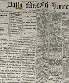 August 11, 1864 Edition of Daily Missouri Democrat Newspaper. Includes Civil War Battle of the Crater (Petersburg, VA)