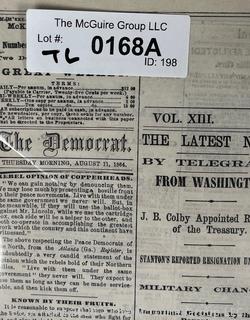 August 11, 1864 Edition of Daily Missouri Democrat Newspaper. Includes Civil War Battle of the Crater (Petersburg, VA)