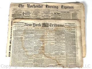 October 22, 1862 New-York Daily Tribune Newspaper and January 13, 1863 Rochester Evening Express Newspaper. Coverage of Civil War Battles