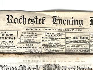 October 22, 1862 New-York Daily Tribune Newspaper and January 13, 1863 Rochester Evening Express Newspaper. Coverage of Civil War Battles