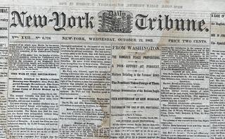 October 22, 1862 New-York Daily Tribune Newspaper and January 13, 1863 Rochester Evening Express Newspaper. Coverage of Civil War Battles