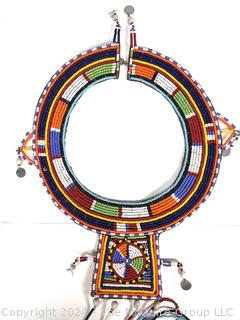 African Maasai Beaded Woman's Collar Necklace, Kenya, 20th C