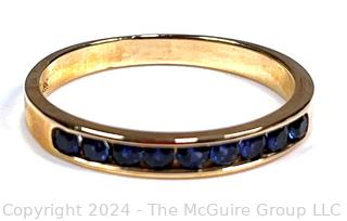 Blue Sapphire Eternity Band in 14K Gold. 2.4 grams