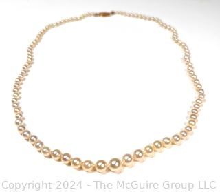 Knotted Pearls with 14kt Gold Clasp. 20" long