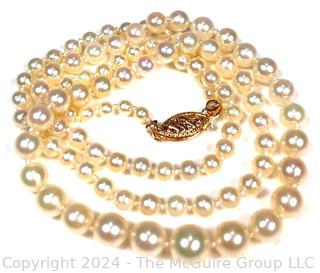 Knotted Pearls with 14kt Gold Clasp. 20" long