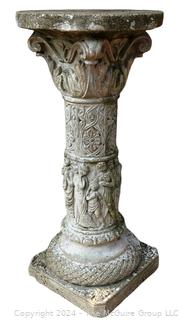 Ornate Cement Garden Pedestal or Bird Bath Base.  24" Tall