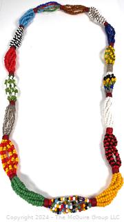 African Zulu Tribal Beaded Necklace.  42"