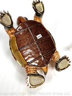 Three (3) Decorative Turtles Including Lenox Blown Glass Paperweights and Enamel Painted Trinket Box.  