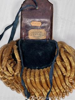 Circa 1860's US Naval Epaulettes in Original Metal Case made by J. Batten Davenport (Devon, England) Naval Outfitters