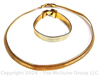 Set of Napier Herringbone Style Necklace and Bracelet