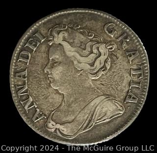 1711 English One Schilling Silver Coin 