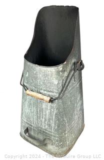 22" Tall Galvanized Metal Coal Scuttle with Handle