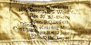 WWII Army Combat Medic Long-Johns and Boxer Shorts Briefs Made by the Kite Kraft Corp and Standard Knitting Mills. (was 0025NC)