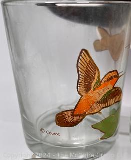 Decorative Items Including Barware Tray and Cocktail Glasses by Couroc, Alabaster Bowl and Souvenir Items