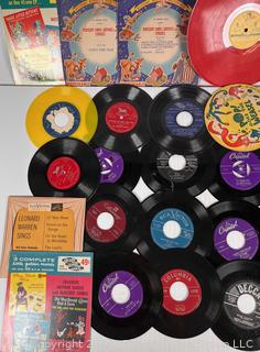 Collection of Vinyl Records Including Children's 33 & 45 RPM