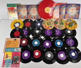 Collection of Vinyl Records Including Children's 33 & 45 RPM