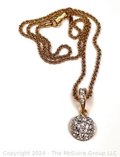 Swarovski Pave Crystal Round Dome Pendant Necklace 