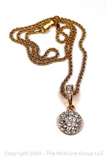 Swarovski Pave Crystal Round Dome Pendant Necklace 